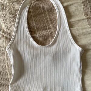 H&M White Ribbed Halter Tank